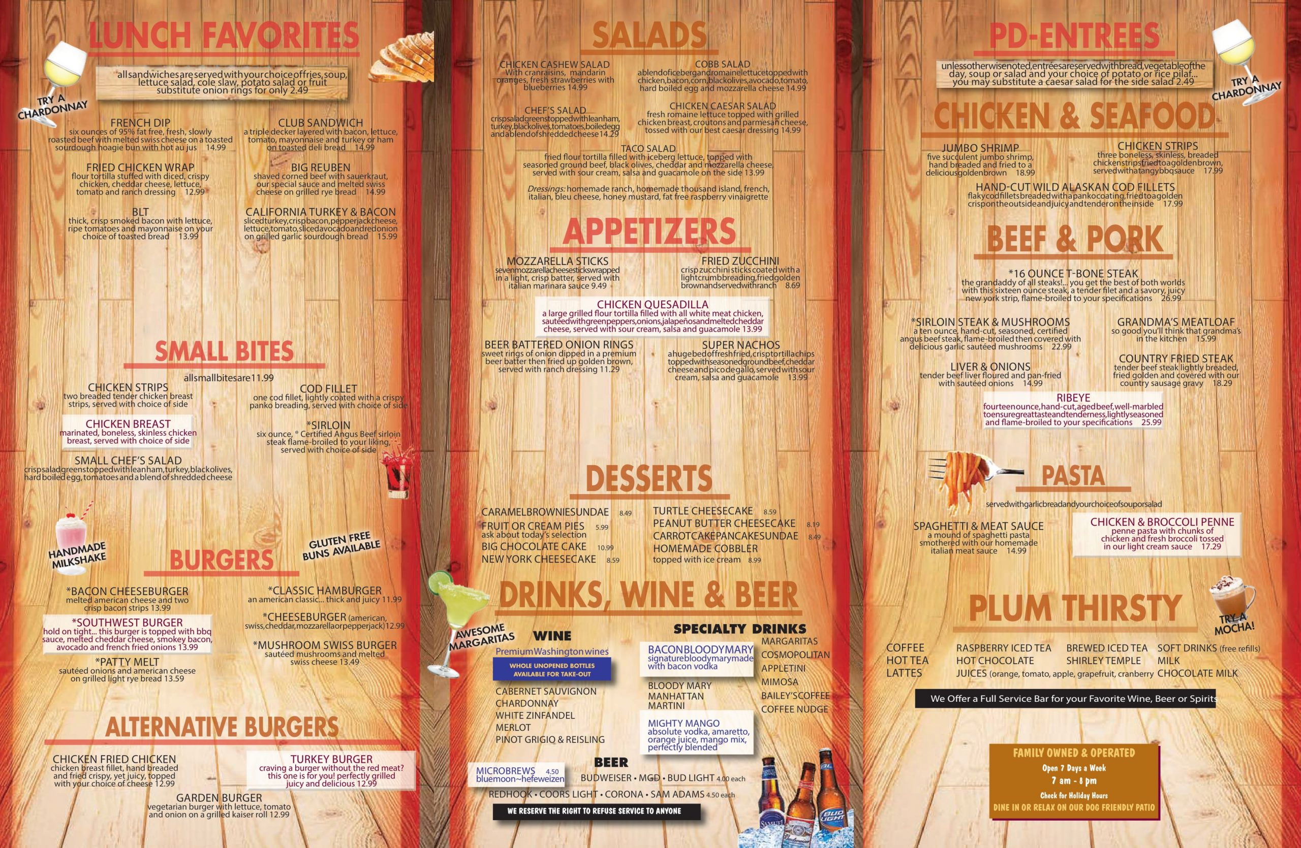 lunch menu in restaurant renton - Plum Delicious